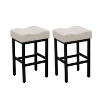 Dyhome Counter Height Bar Stools Set of 2, 27 Inches Modern Kitchen Bar Stools, Metal Legs Backless Saddle Stool Chair for Kitchen Island, Dining Room