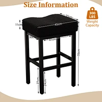Dyhome Counter Height Bar Stools Set of 2, 27 Inches Modern Kitchen Stools, Metal Legs Backless Saddle Stool Chair for Island, Dining Room