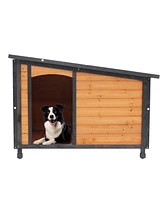 Wooden Dog Kennel for Winter with Raised Feet Weatherproof for Large Dogs