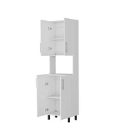 Fm Furniture Ko Vaya Double Cabinet Kitchen Pantry with Open Storage, White