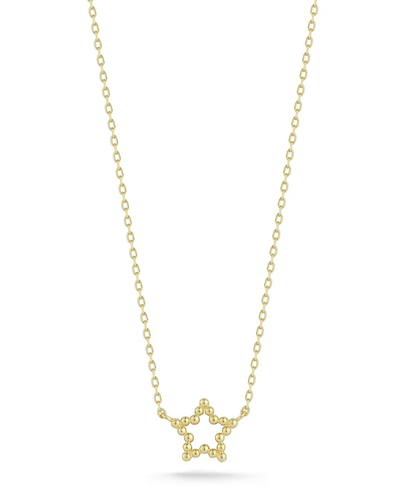 Rachel Zoe Fine Jewelry 14K Gold Dainty Beaded Star Pendant Necklace