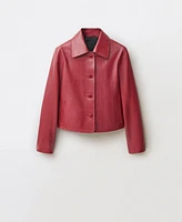 Mango Women's Buttoned Leather Jacket