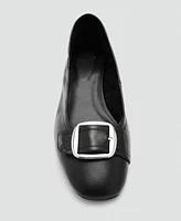 Mango Women's Buckle Leather Shoes