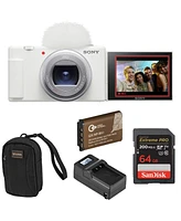 Sony Sony Zv-1 Ii Vlog Camera for Content Creators and Vloggers, Bundle With Extra Battery, Smart Charger With Screen, 64GB Sd Card, Slinger Camera Ba