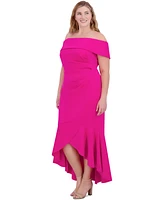 Eliza J Women's Off-The-Shoulder High-Low Hem Gown