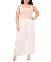 Msk Women's Plus Chiffon Wide-Leg Pull-On Pants