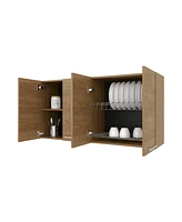 Fm Furniture Lyman Wall Cabinet kitchen in Melamine wit 4 Doors , Natural Oak