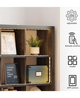 15 Cube Bookcase Storage Shelf Organizer with Led Lights, 5 Tier Bookshelves and Bookcases Display Shelves
