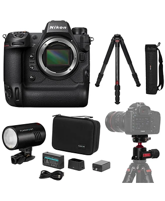 Nikon Z 9 Mirrorless Camera, Bundle with Everest T3 Tripod, H2 Ball Head and Xplor 100 Pro Monolight