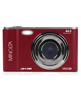 Minolta Minolta MND20 44 Mp 2.7K Ultra Hd Digital Camera (Red) With Slinger Camera case