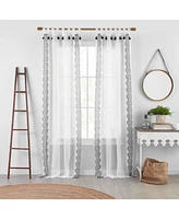 Elrene Home Fashions Shilo Boho Sheer Tab Top Window Curtain Panel with Tassels