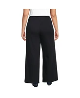 Lands' End Plus Sport Knit High Rise Pleated Wide Leg Pants