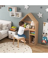 2-in-1 Kids House-Shaped Table and Chair Set