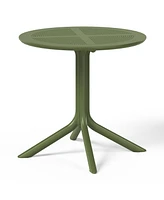 31.5" Round Plastic Outdoor Patio Dining Table for 4