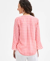 Style & Co Women's Printed Pintuck Ruffle Sleeve Top, Exclusively at Macy's