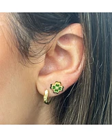 The Lovery Enamel Four Leaf Clover Stud Earrings 14K Gold