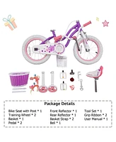 RoyalBaby Stargirl 16" Kid Bicycle with Kickstand & Training Wheels, Purple