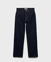 Mango Women's High-Waisted Straight-Fit Rinse-Wash Jeans