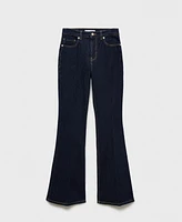 Mango Women's Mid Rise Rinse Wash Flare Jeans