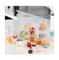 Sperric 12pc Glass Baby Food Storage Jars, 4 Silicone Baby Spoons & 2 Silicone Bibs, Baby Mealtime Essentials – Bpa-Free, Leakproof, and Dishwa