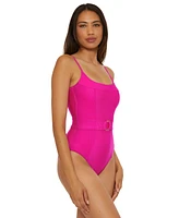 Becca Women's Monte Carlo Shiny Rib-Knit One Piece Swimsuit