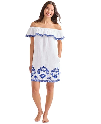 Tommy Bahama Women's Embroidered Ruffled Dress