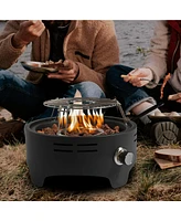 15 inch Outdoor Portable Propane Fire Pit, Camping Fire Pit with Cooking Support Tabletop Fire Pit with Quick Connect Regulator