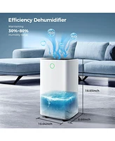 Kismile 1,500 Sq. Ft. Dehumidifier for Bathroom, Basement, Bedroom & Large Rooms, White, Auto/Manual Drain, 3 Modes, Auto Defrost, Dry Clothes, 12H Ti