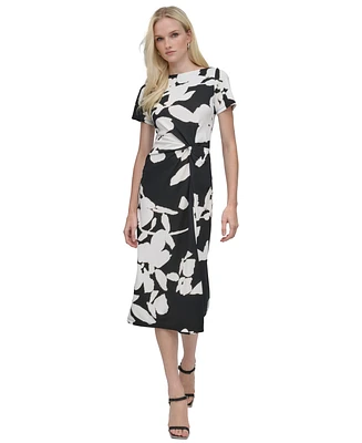 Dkny Women's Side-Twist Short-Sleeve Midi Dress