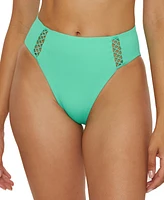 Becca Women's Modern Edge Rib High-Waist Bikini Bottoms