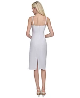 Dkny Women's Cotton Square-Neck Ruched Sleeveless Dress