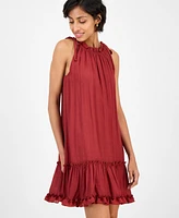 Robbie Bee Women's Tiered-Ruffle-Trim A-Line Sleeveless Dress
