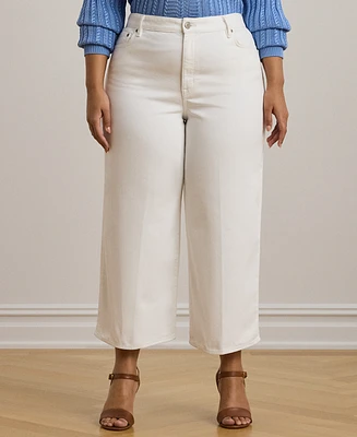 Lauren Ralph Plus High-Rise Wide-Leg Cropped Jeans
