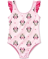 Disney Baby Girls Minnie Mouse Swimsuit, Hat & Hooded Cover-Up, 3 Piece Set