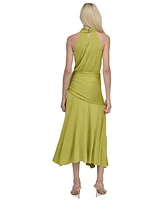 Dkny Women's Halter Ruched Asymmetric-Hem Dress