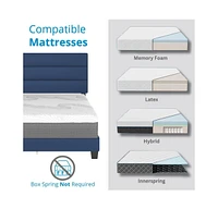 Boyd Sleep Piedmont Leatherette Upholstered Platform Bed Frame with Adjustable Headboard