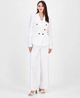 Tahari Asl Women's Linen-Blend Double-Breasted Blazer
