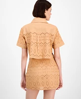 Avec Les Filles Women's Boxy Eyelet Shirt