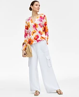 I.n.c. International Concepts Women's Printed Surplice Blouse, Exclusively at Macy's