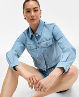 I.n.c. International Concepts Women's Cropped Trucker Jacket, Exclusively at Macy's