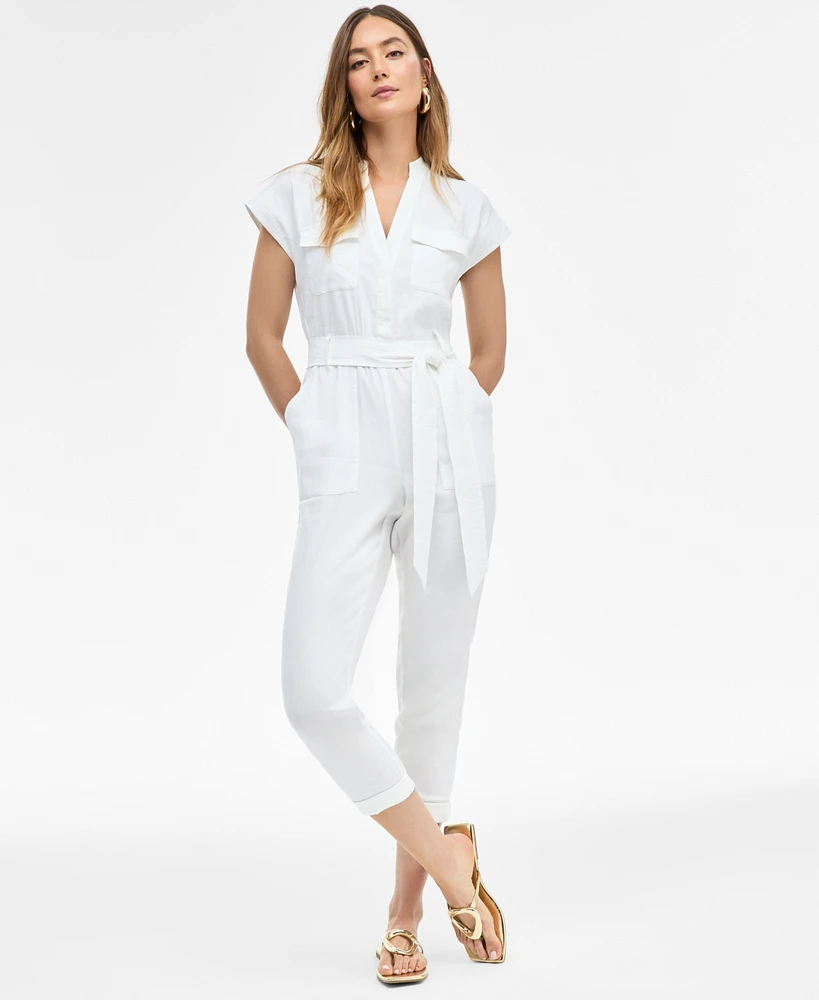 I.n.c. International Concepts Women's Belted Cap-Sleeve Jumpsuit, Exclusively at Macy's