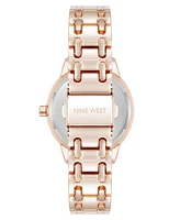 Nine West Women's Quartz Silver and Rose Gold-Tone Metal Alloy Bracelet Watch, 33mm