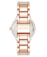 Nine West Women's Quartz Pink and Rose Gold-Tone Metal Alloy Watch, 34mm