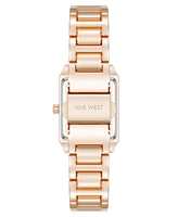 Nine West Women's Quartz Rectangular Rose Gold-Tone Metal Alloy Bracelet Watch, 24mm