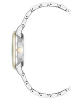 Nine West Women's Quartz White and Two-Tone Metal Alloy Watch, 34mm