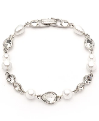 Givenchy Silver-Tone Crystal & Imitation Pearl Flex Bracelet