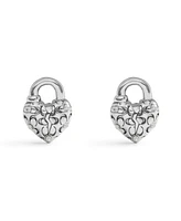 Coach Faux Stone Signature Quilted Broken Heart Padlock Stud Earrings
