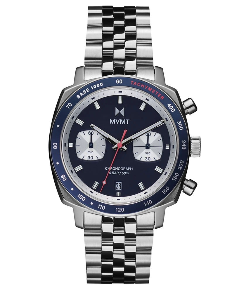 Mvmt Men's Mulholland Racer Silver Tone Stainless Steel Bracelet Watch, 42mm