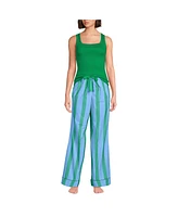 Lands' End Women's Knit Cotton Poplin 2 Piece Pajama Set - Tank Top and Pants