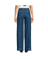 Lands' End Women's Soft Denim High Rise Wide Leg Utility Jeans